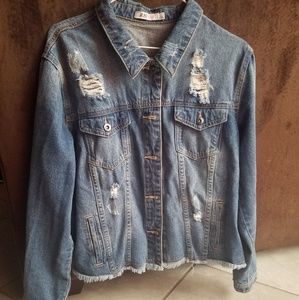 Distressed Jean denim jacket